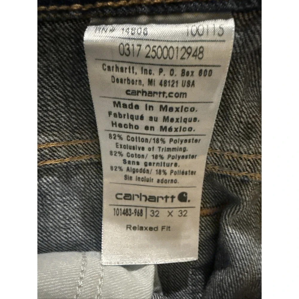 Carhartt Men's Jeans 32x 32 Relaxed Fit Dark Blue